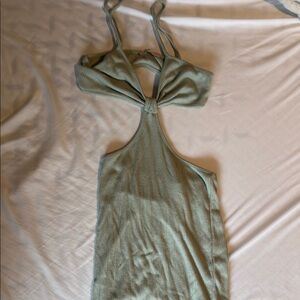 Sage Green Knit Halter Dress